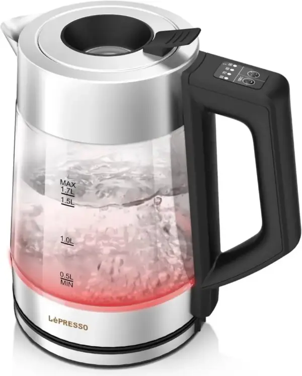 LÉPRESSO MULTI-TEMPERATURE ILLUMINATED GLASS KETTLE | BOUILLIORE EN VERRE ÉCLAIRÉE | 1.7 L | LP008
